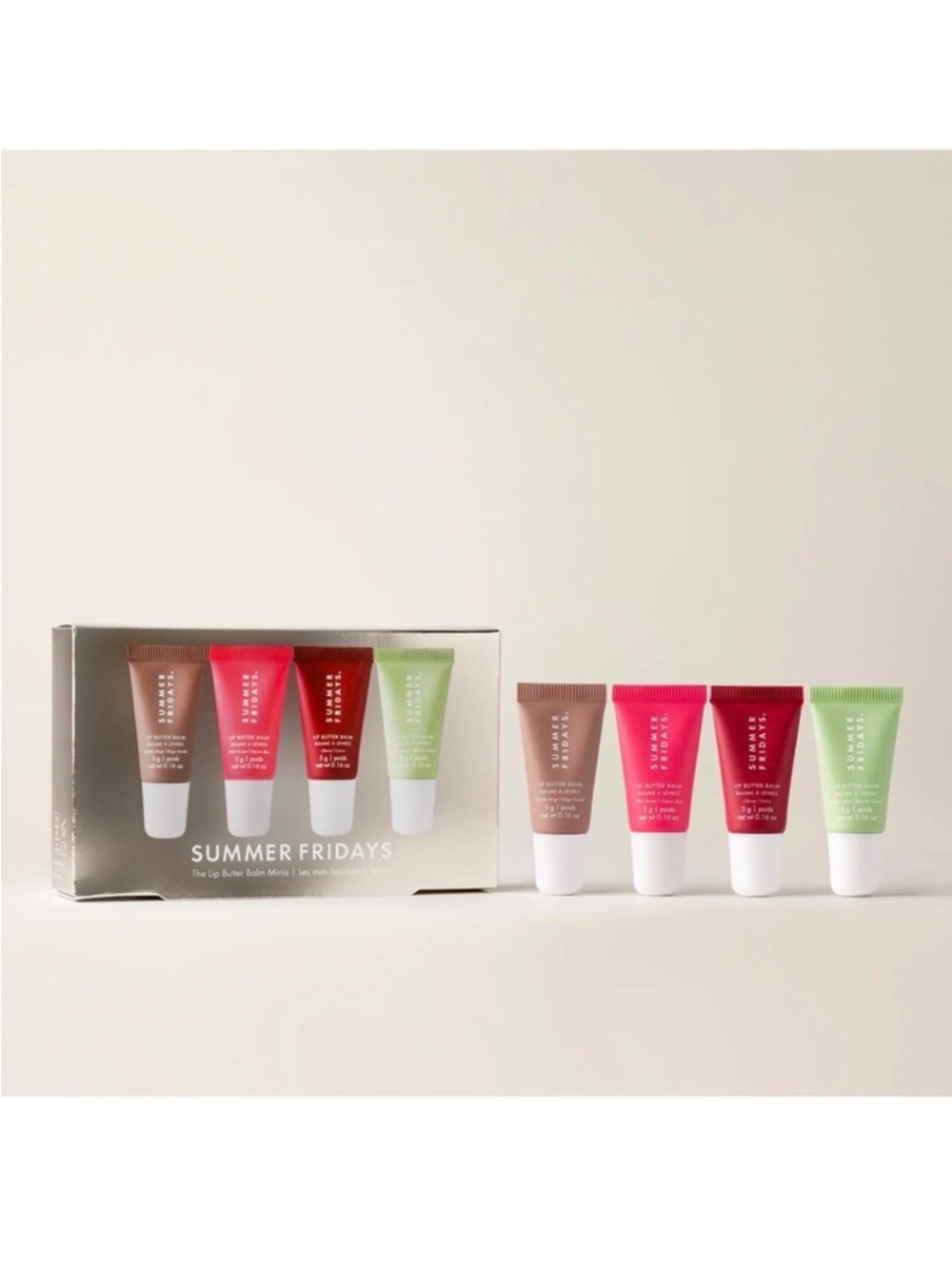 Summer Fridays Mini Lip Butter Set — Beige, Pink, Red, Green